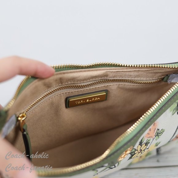 NWT Tory Burch 86558 T Monogram Brocade Shoulder Bag Crossbody in Winter Sage - Picture 10 of 10